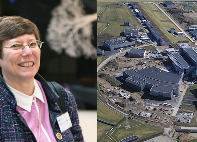 Left: Dr Beatrix Vierkorn-Rudolph. Right: Aerial photo of ESS site from September 2020.