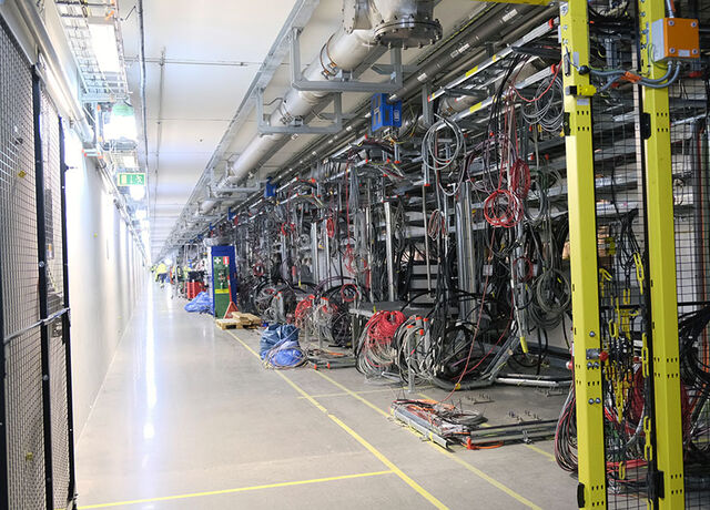 Cabling in the spokes section of the ESS Accelerator tunnel.