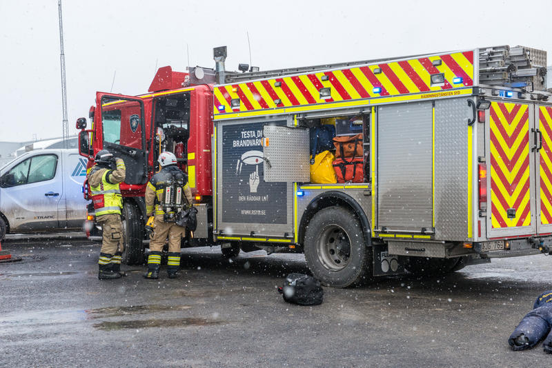 fire truck at ESS site during cryogenic safety drills