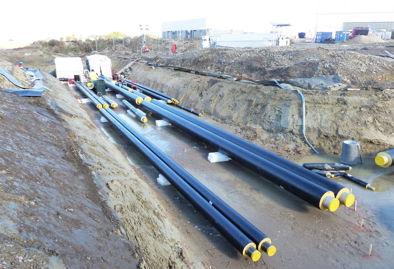 Civil process pipes ESS construction site