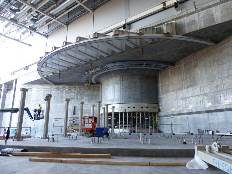 Steel pillars for the neutron shielding bunker inside Experimental Hall 2.