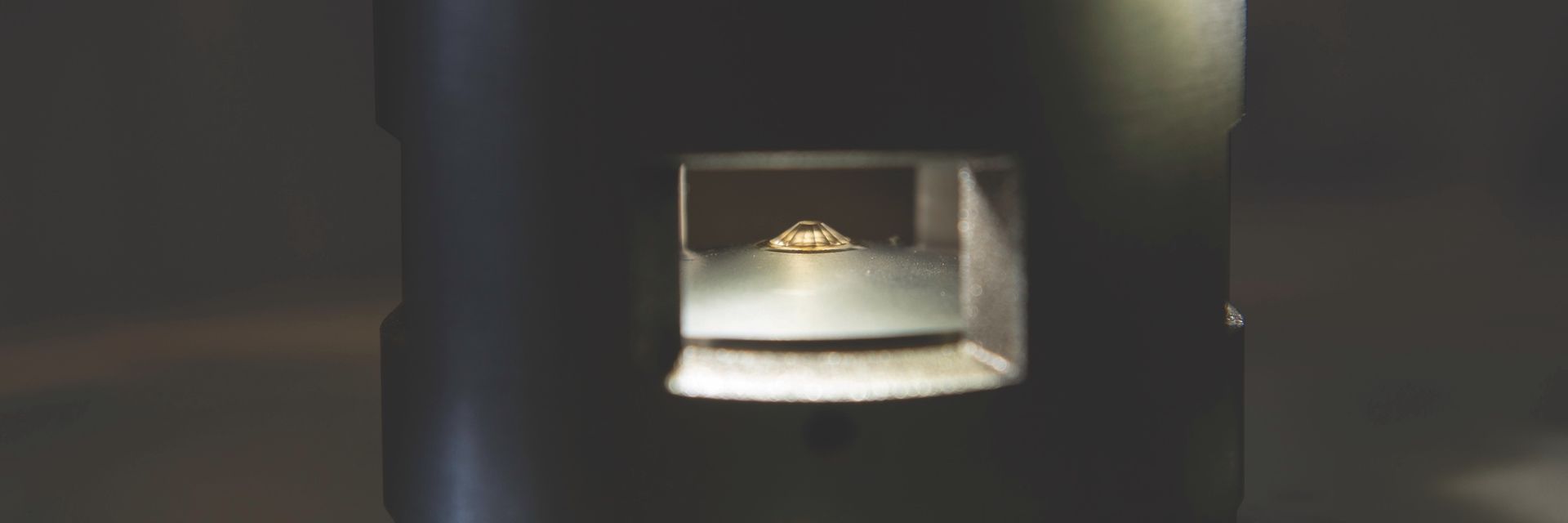 A large synthetic diamond set in a diamond anvil cell